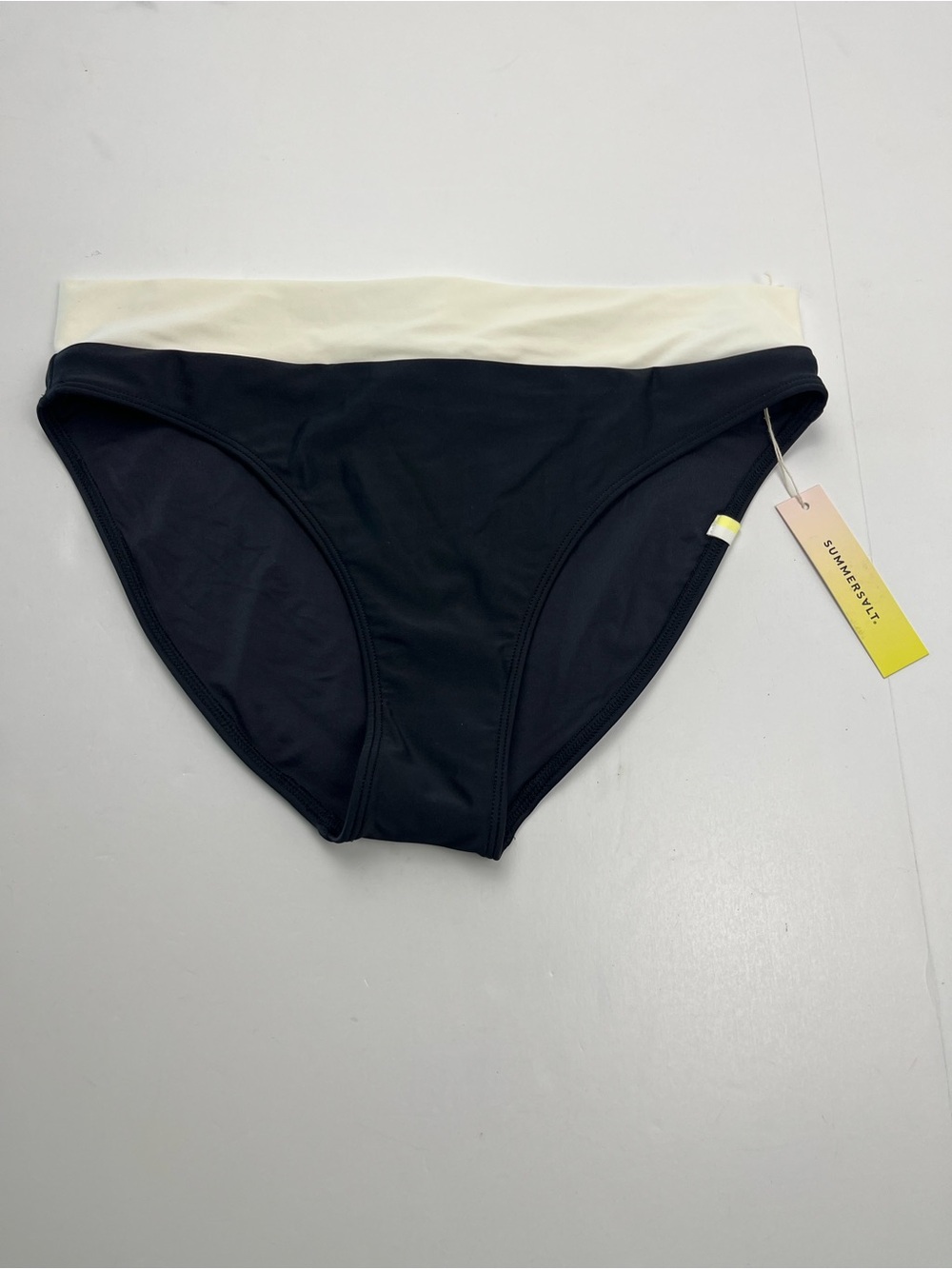 SUMMERSALT Black Cream Bikini Bottom Womens‎ Size 4 Swim Summer Vacation NEW